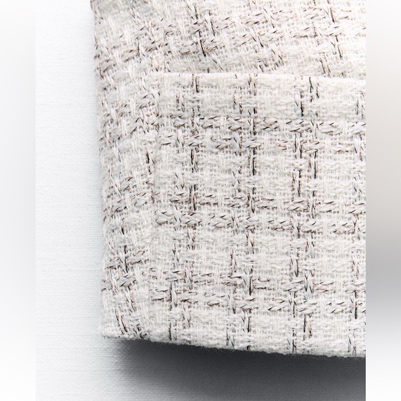 Zara Textured Cropped Vest Round neck Top Front pockets Ecru Beige size L NWT - Picture 13 of 16